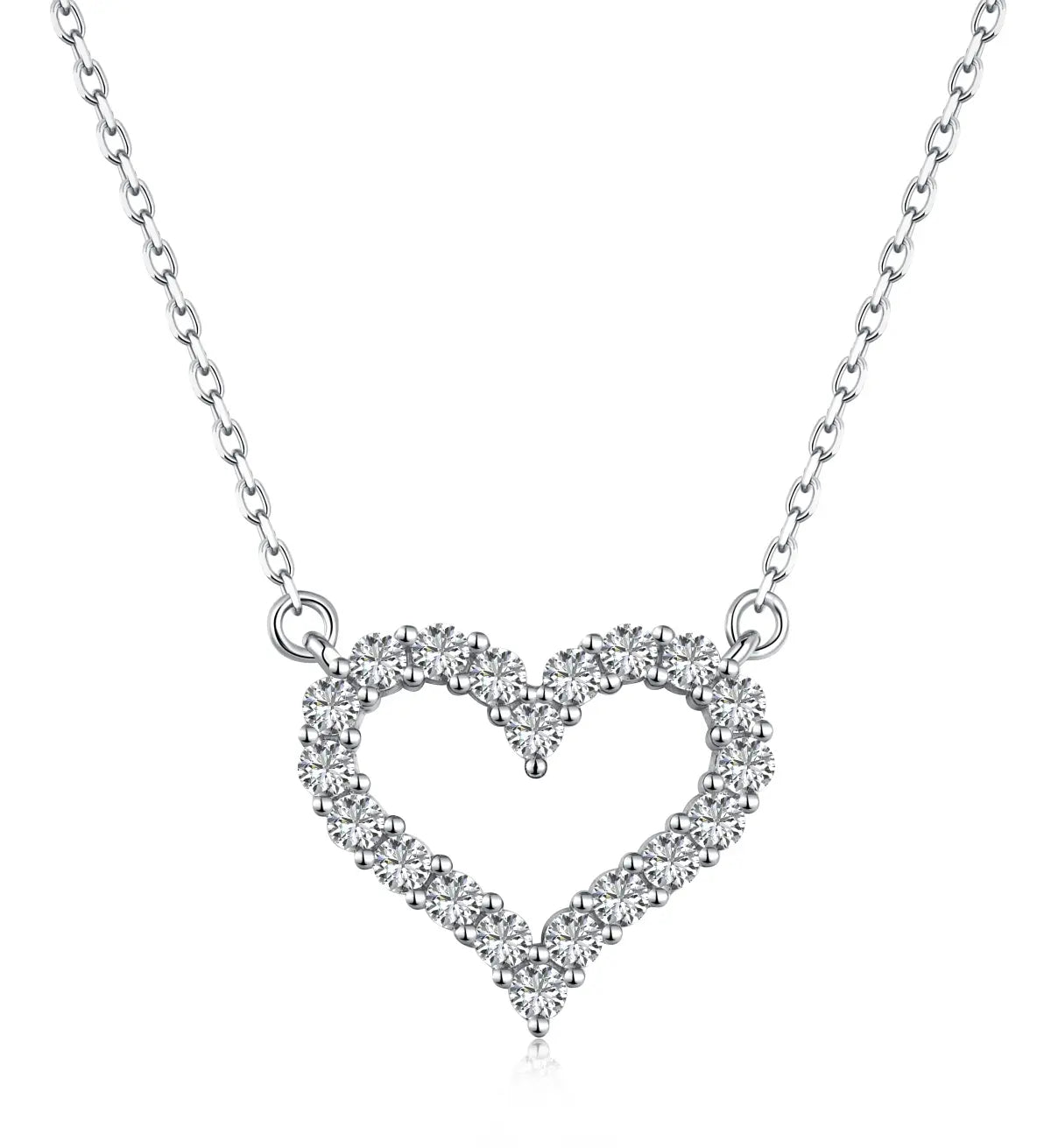 925 Sterling Silver Heart Pendant Necklace – 5A Cubic Zirconia Charm