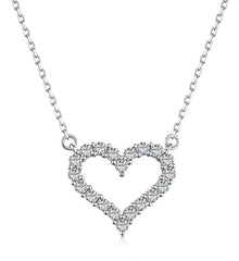 925 Sterling Silver Heart Pendant Necklace – 5A Cubic Zirconia Charm