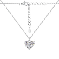 Heart-Shaped 925 Sterling Silver Pendant Necklace with 5A Zirconia