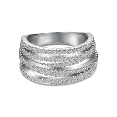 Trendy Multi Layer Geometric Ring – 925 Silver with 5A Zirconia