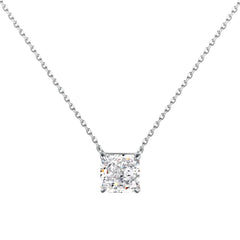 Radiant Cut Solitaire Necklace – 925 Sterling Silver with Cubic Zirconia