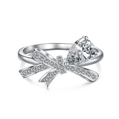 Pure Sterling Silver Bow Knot Ring – 5A Cubic Zirconia Elegance