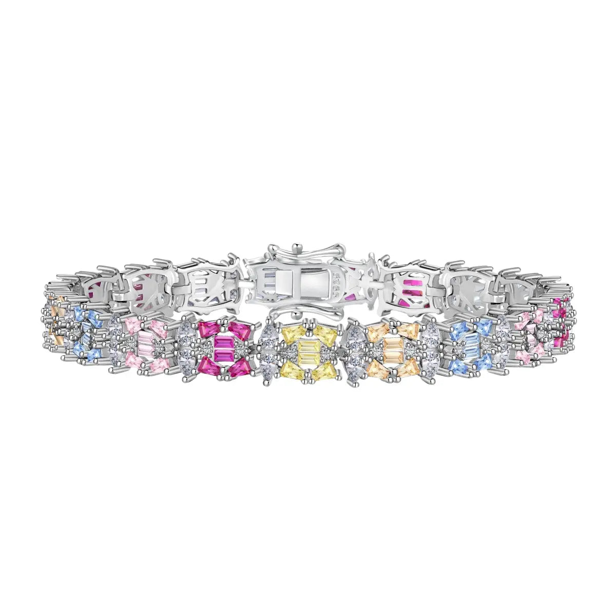 Non Tarnish S925 Silver Multi-Color 5A Cubic Zirconia Fine Jewelry Bracelet