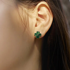 Four-Leaf Clover Earrings – Elegant 5A Zircon 925 Silver Design