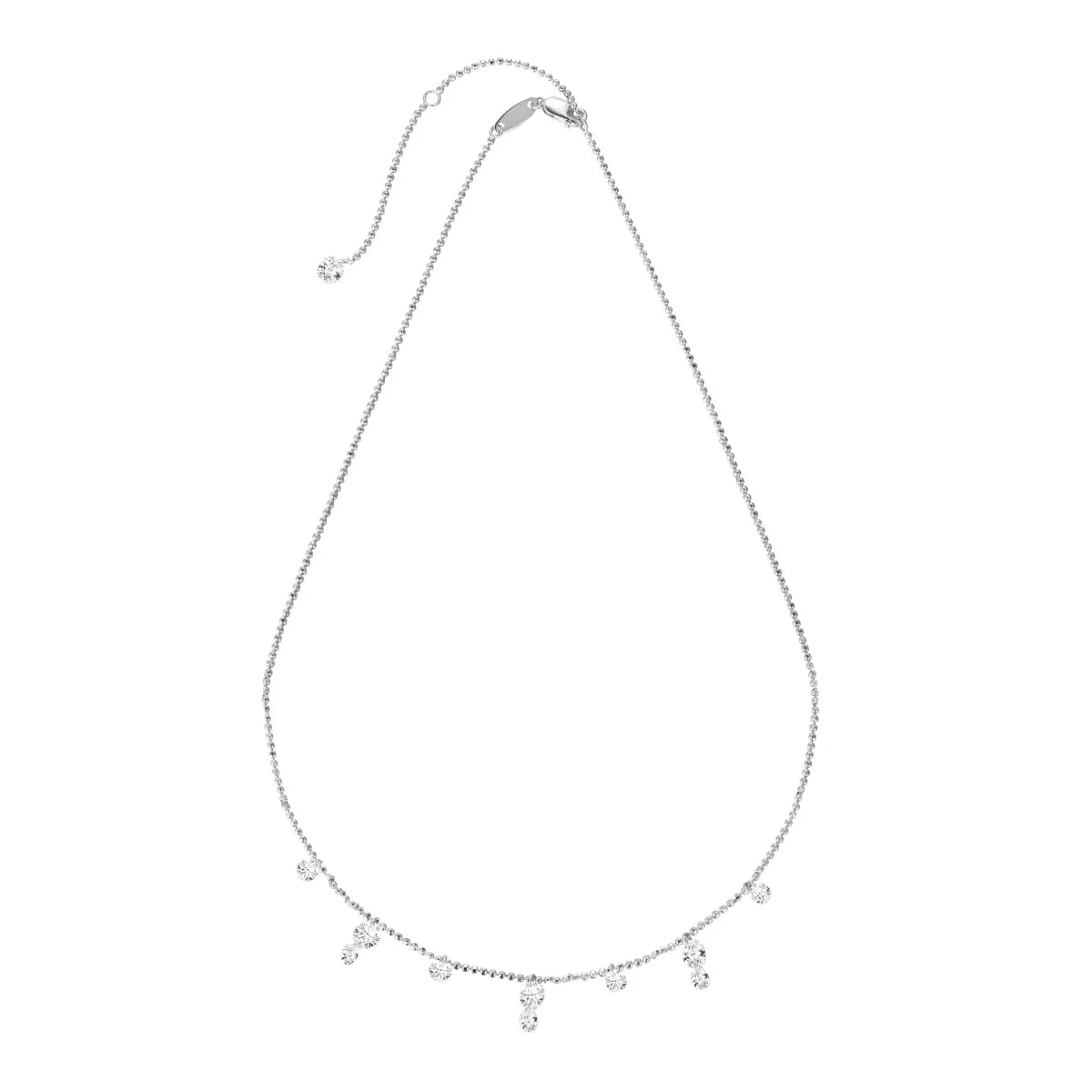 925 Sterling Silver Non-Fade Beaded Chain Necklace with Multiple Stones & 5A Cubic Zirconia Tassel Pendant